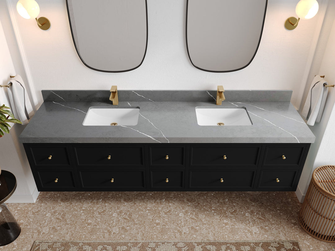 Roswell Floating 84 in. W x 22 in. D Double Sink Bathroom Vanity - Willow Bath and Vanity