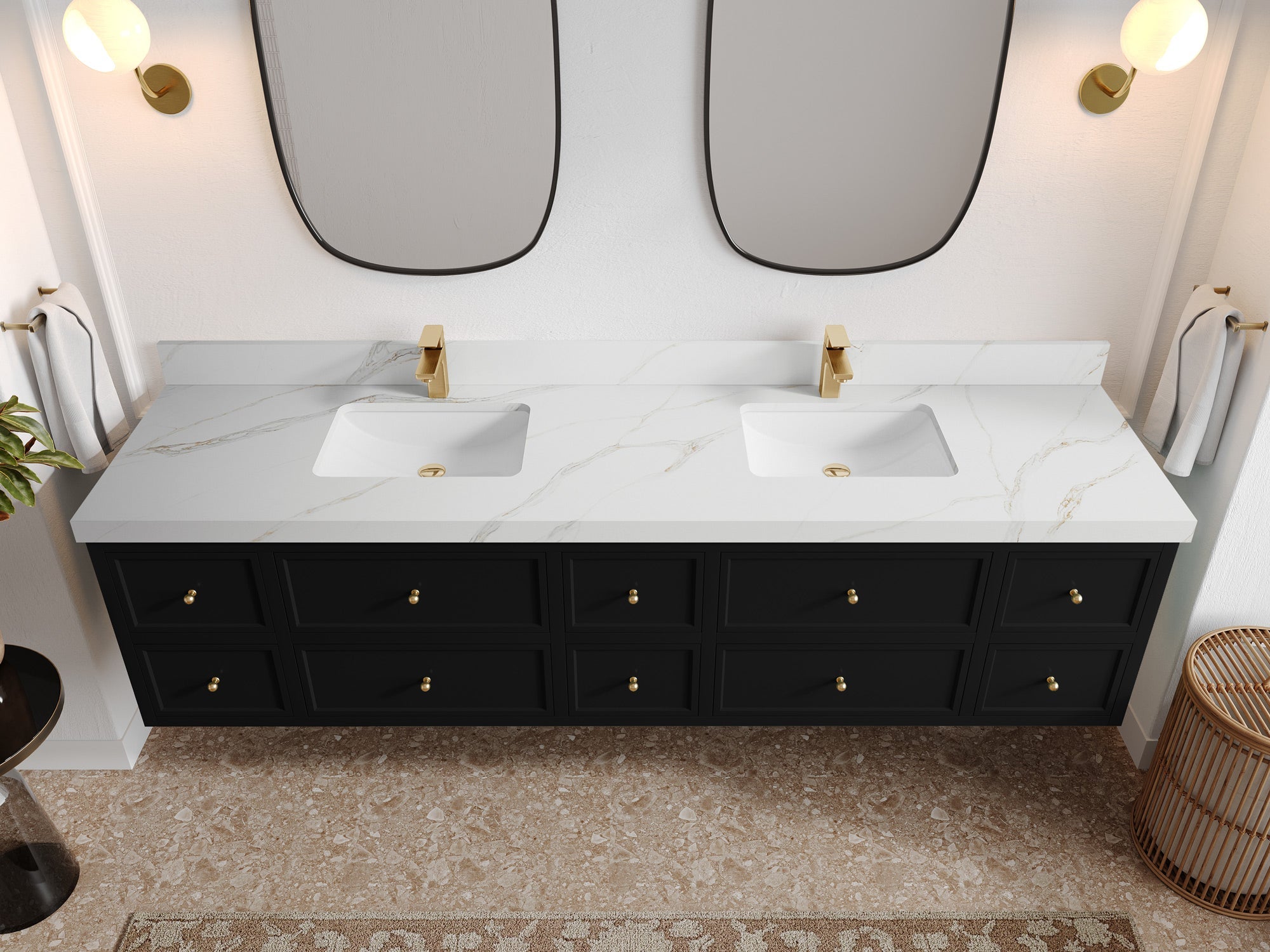 Roswell Floating 84 in. W x 22 in. D Double Sink Bathroom Vanity - Willow Bath and Vanity