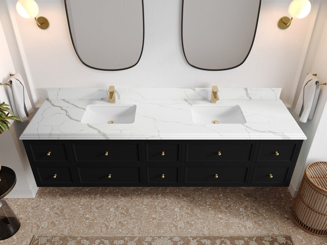 Roswell Floating 84 in. W x 22 in. D Double Sink Bathroom Vanity - Willow Bath and Vanity