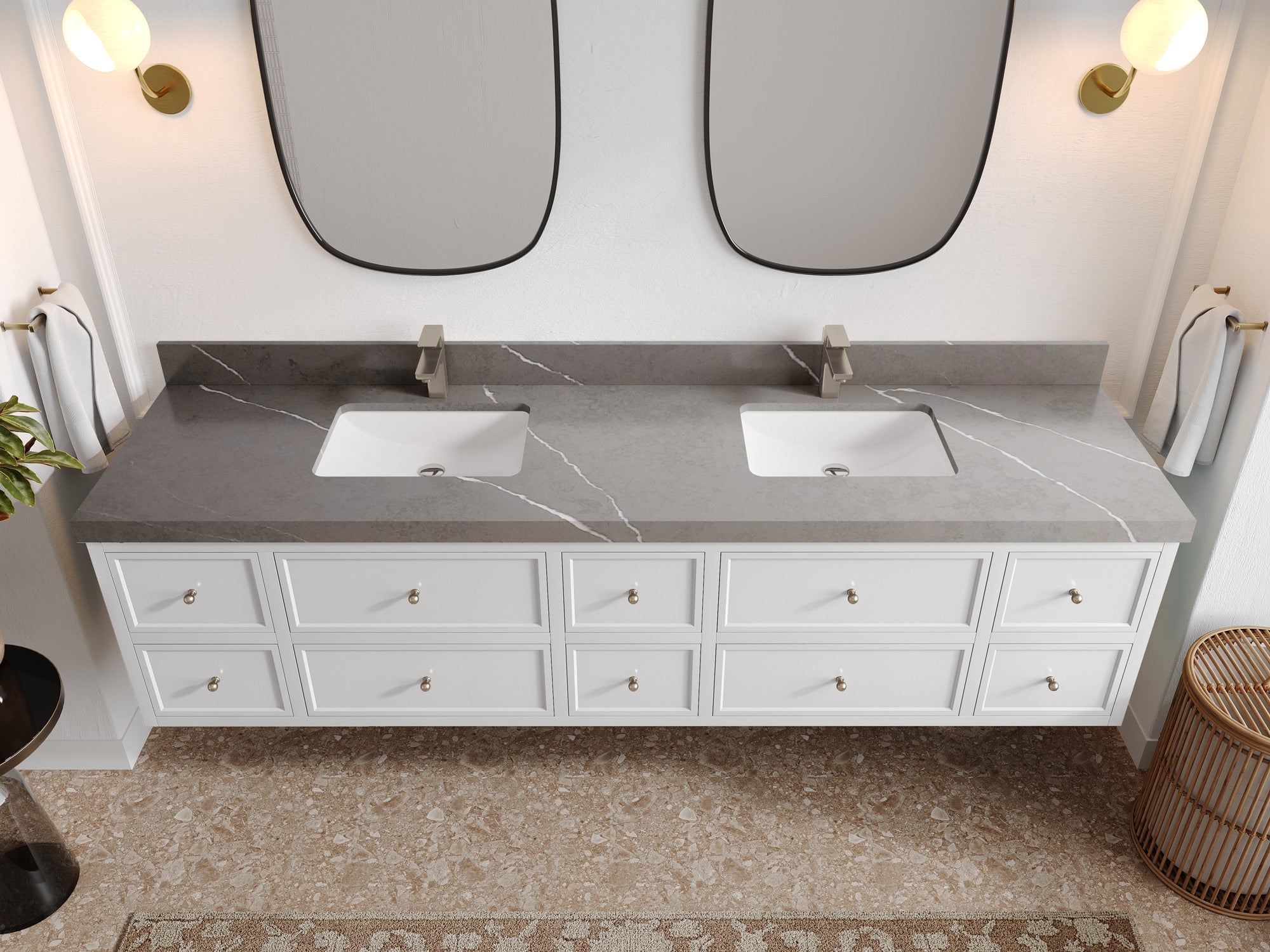 Roswell Floating 84 in. W x 22 in. D Double Sink Bathroom Vanity - Willow Bath and Vanity