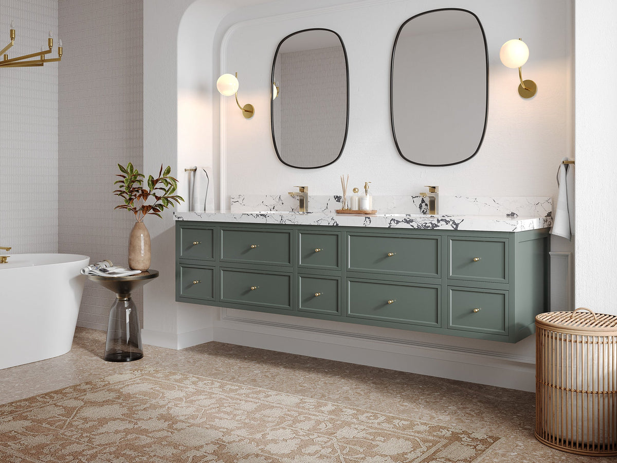 Roswell Floating 84 in. W x 22 in. D Double Sink Bathroom Vanity - Willow Bath and Vanity