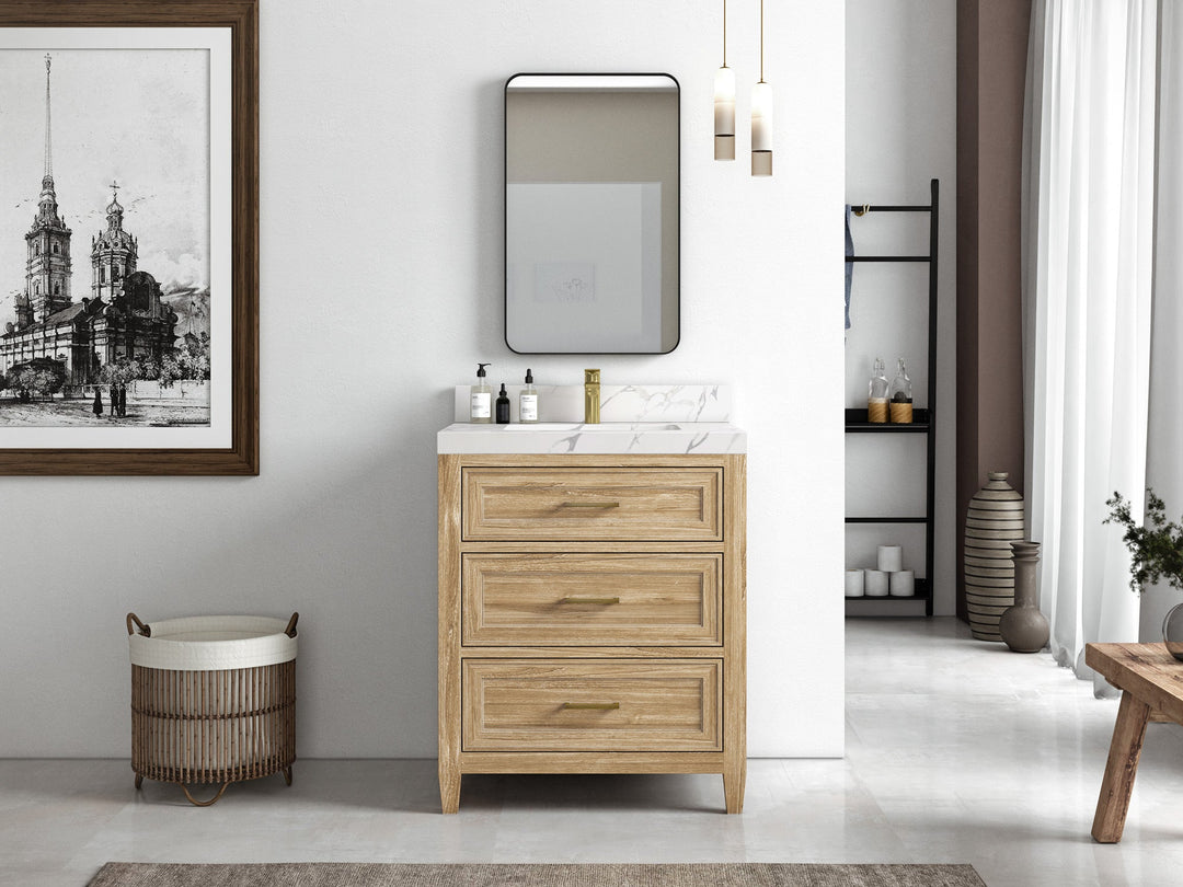 Santa Monica Teak Wood 30 in. W x 22 in. D Single Sink Bathroom Vanity - Willow Bath and Vanity
