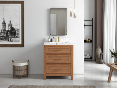 Santa Monica Teak Wood 30 in. W x 22 in. D Single Sink Bathroom Vanity - Willow Bath and Vanity