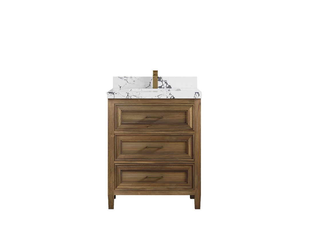 Santa Monica Teak Wood 30 in. W x 22 in. D Single Sink Bathroom Vanity - Willow Bath and Vanity