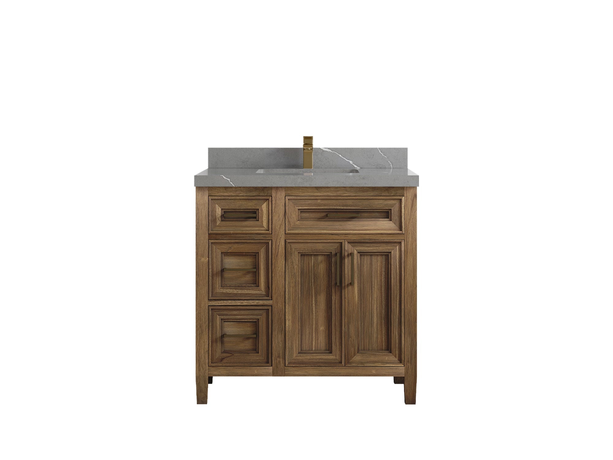 Santa Monica Teak Wood 36 in. W x 22 in. D Center Sink Bathroom Vanity - Willow Bath and Vanity