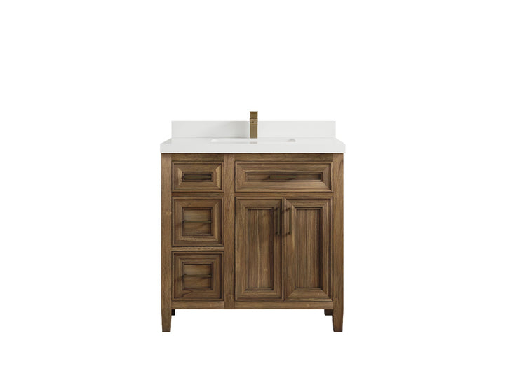 Santa Monica Teak Wood 36 in. W x 22 in. D Center Sink Bathroom Vanity - photo 41