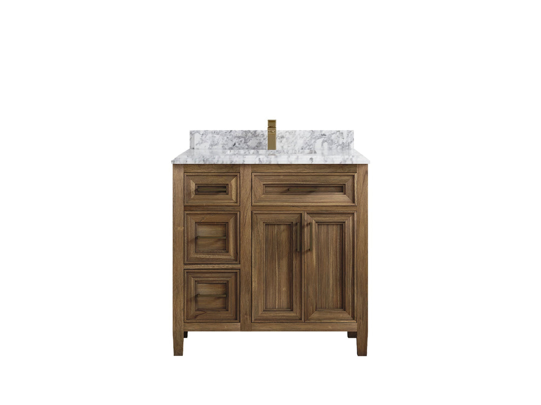 Santa Monica Teak Wood 36 in. W x 22 in. D Center Sink Bathroom Vanity - Willow Bath and Vanity