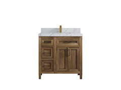 Santa Monica Teak Wood 36 in. W x 22 in. D Center Sink Bathroom Vanity - photo 25