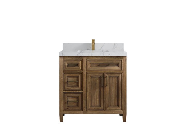 Santa Monica Teak Wood 36 in. W x 22 in. D Center Sink Bathroom Vanity - photo 25