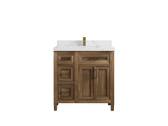 Santa Monica Teak Wood 36 in. W x 22 in. D Center Sink Bathroom Vanity - photo 7