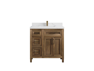 Santa Monica Teak Wood 36 in. W x 22 in. D Center Sink Bathroom Vanity - Willow Bath and Vanity