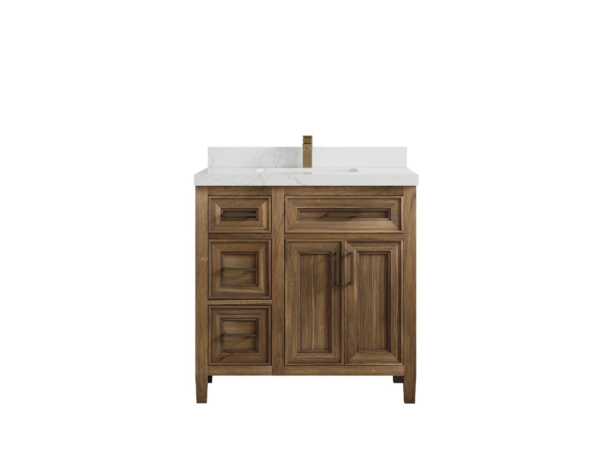 Santa Monica Teak Wood 36 in. W x 22 in. D Center Sink Bathroom Vanity - Willow Bath and Vanity