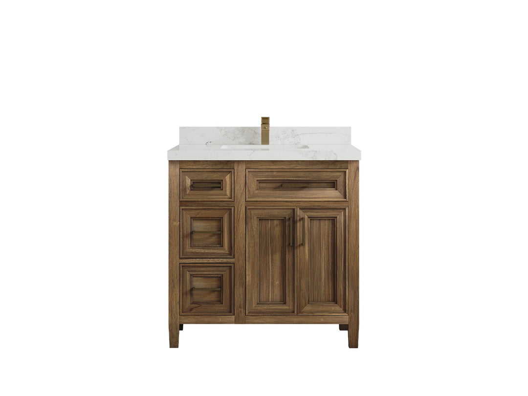 Santa Monica Teak Wood 36 in. W x 22 in. D Center Sink Bathroom Vanity - Willow Bath and Vanity