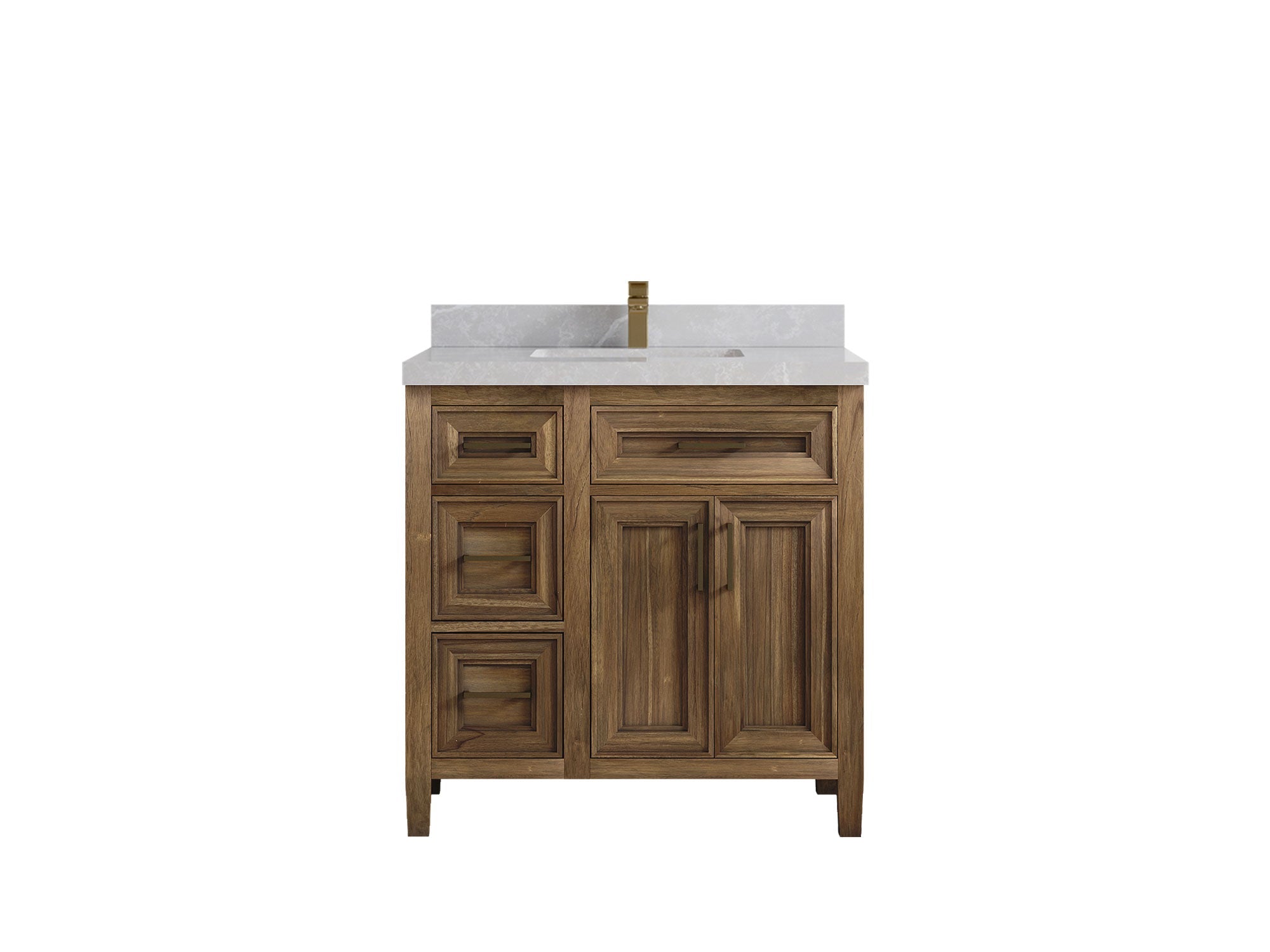 Santa Monica Teak Wood 36 in. W x 22 in. D Center Sink Bathroom Vanity - Willow Bath and Vanity