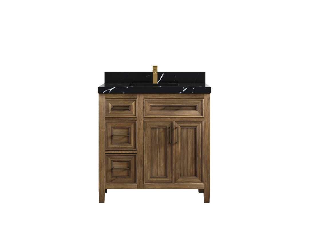 Santa Monica Teak Wood 36 in. W x 22 in. D Center Sink Bathroom Vanity - Willow Bath and Vanity
