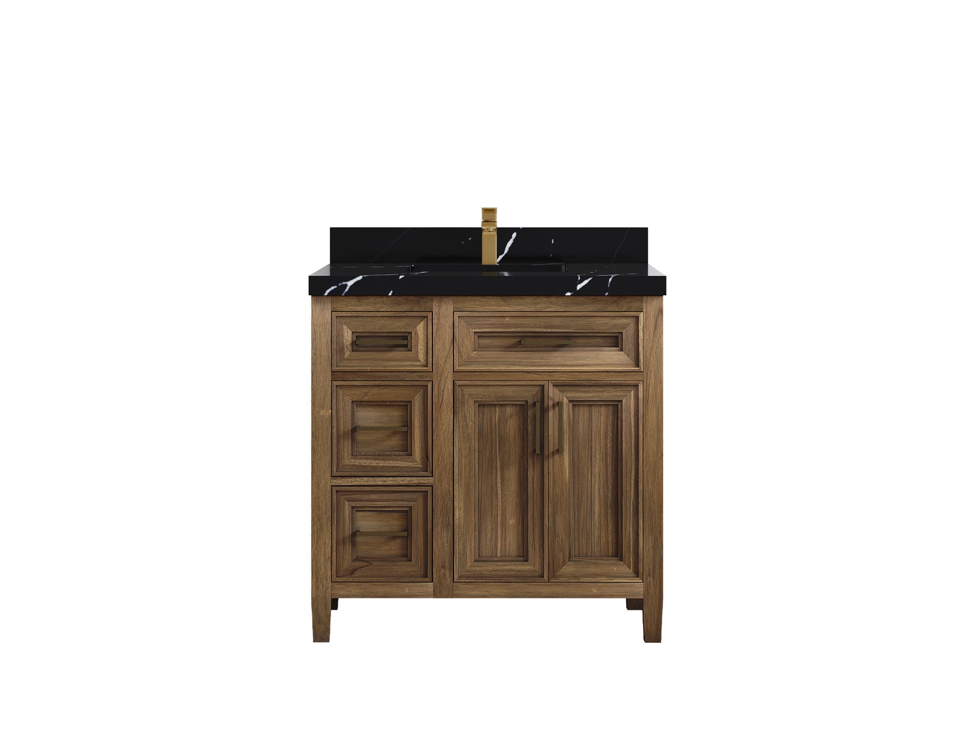Santa Monica Teak Wood 36 in. W x 22 in. D Center Sink Bathroom Vanity - Willow Bath and Vanity
