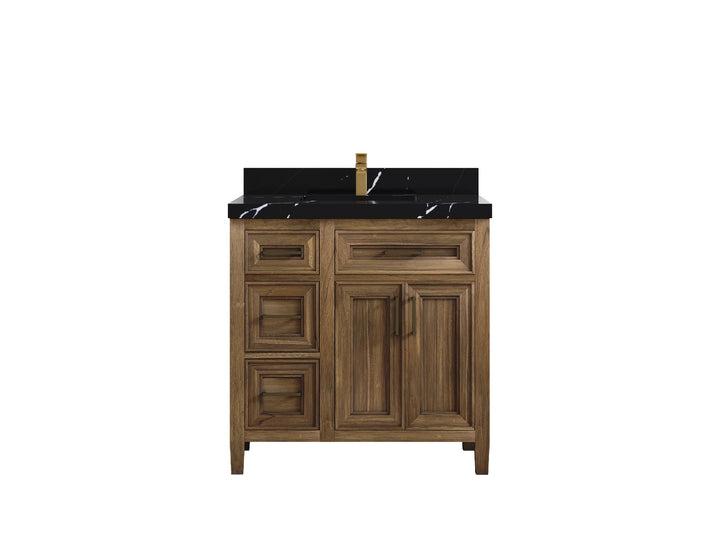 Santa Monica Teak Wood 36 in. W x 22 in. D Center Sink Bathroom Vanity - photo 9