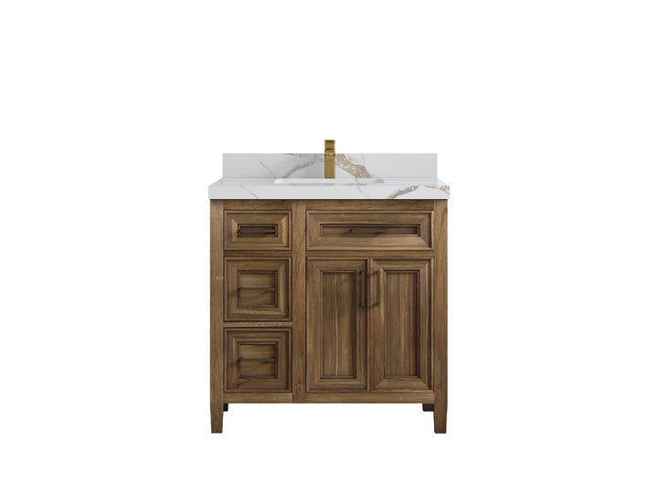 Santa Monica Teak Wood 36 in. W x 22 in. D Center Sink Bathroom Vanity - photo 21