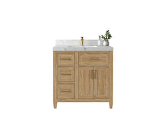 Santa Monica Teak Wood 36 in. W x 22 in. D Center Sink Bathroom Vanity - photo 1