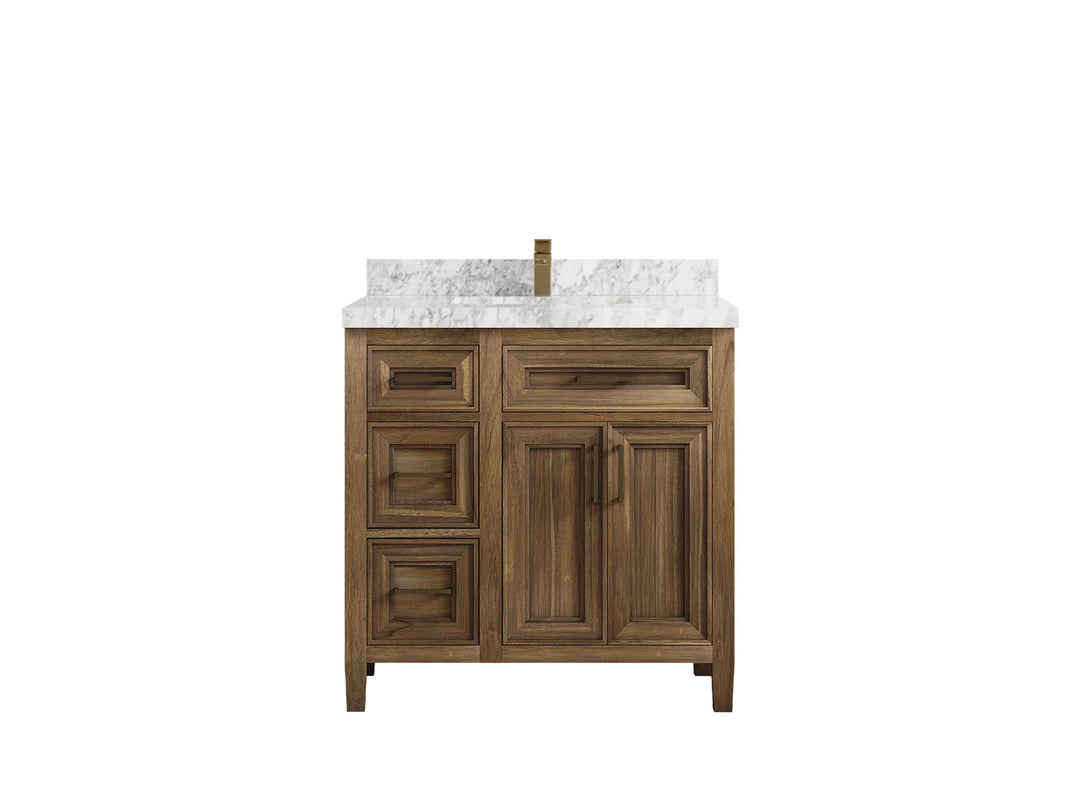 Santa Monica Teak Wood 36 in. W x 22 in. D Center Sink Bathroom Vanity - Willow Bath and Vanity