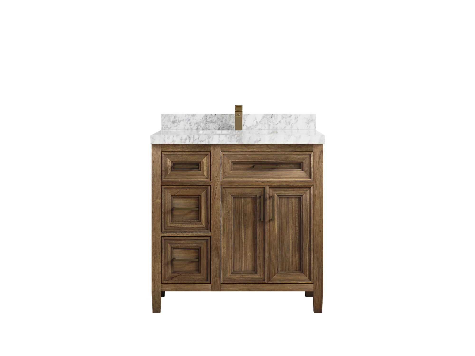 Santa Monica Teak Wood 36 in. W x 22 in. D Center Sink Bathroom Vanity - Willow Bath and Vanity