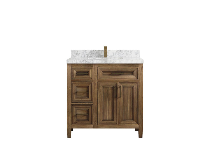 Santa Monica Teak Wood 36 in. W x 22 in. D Center Sink Bathroom Vanity - photo 23