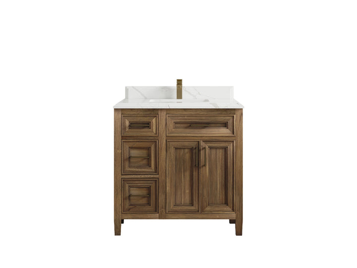 Santa Monica Teak Wood 36 in. W x 22 in. D Center Sink Bathroom Vanity - photo 29