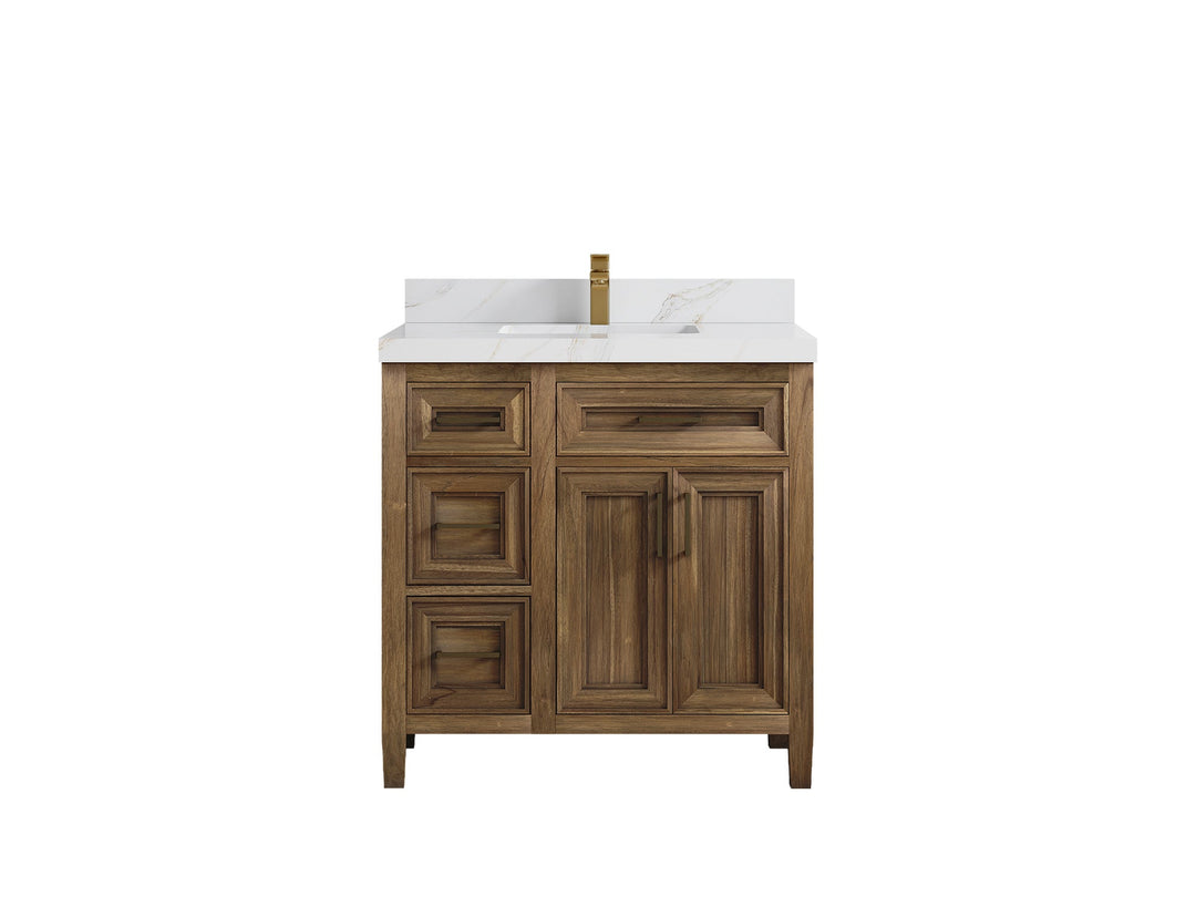 Santa Monica Teak Wood 36 in. W x 22 in. D Center Sink Bathroom Vanity - Willow Bath and Vanity