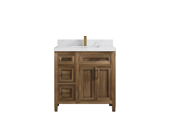 Santa Monica Teak Wood 36 in. W x 22 in. D Center Sink Bathroom Vanity - photo 11