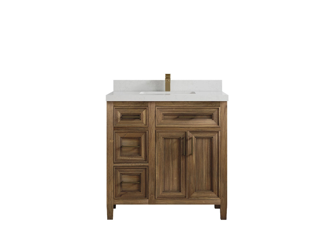 Santa Monica Teak Wood 36 in. W x 22 in. D Center Sink Bathroom Vanity - Willow Bath and Vanity