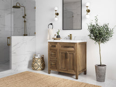 Santa Monica Teak Wood 36 in. W x 22 in. D Center Sink Bathroom Vanity - photo 2