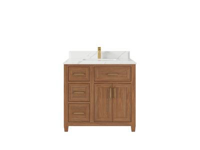 Santa Monica Teak Wood 36 in. W x 22 in. D Center Sink Bathroom Vanity - Willow Bath and Vanity