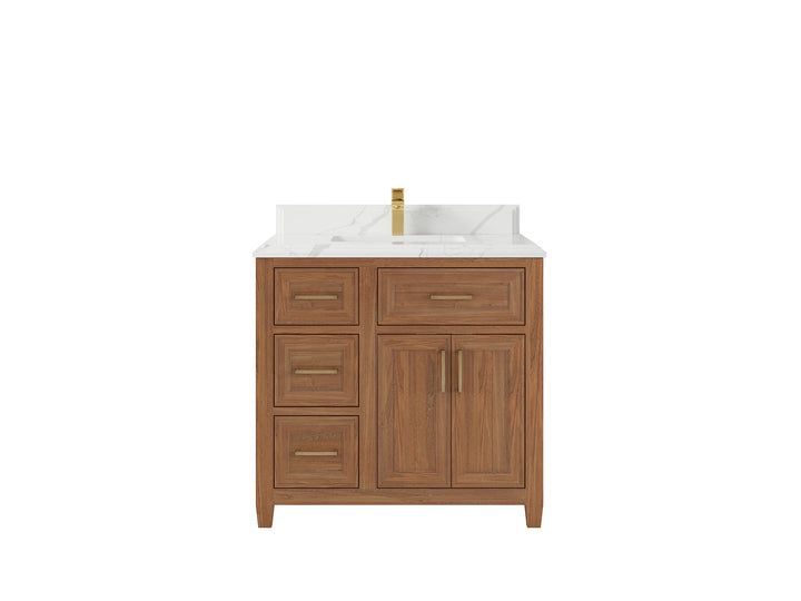 Santa Monica Teak Wood 36 in. W x 22 in. D Center Sink Bathroom Vanity - photo 25