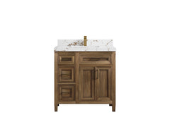 Santa Monica Teak Wood 36 in. W x 22 in. D Center Sink Bathroom Vanity - photo 15