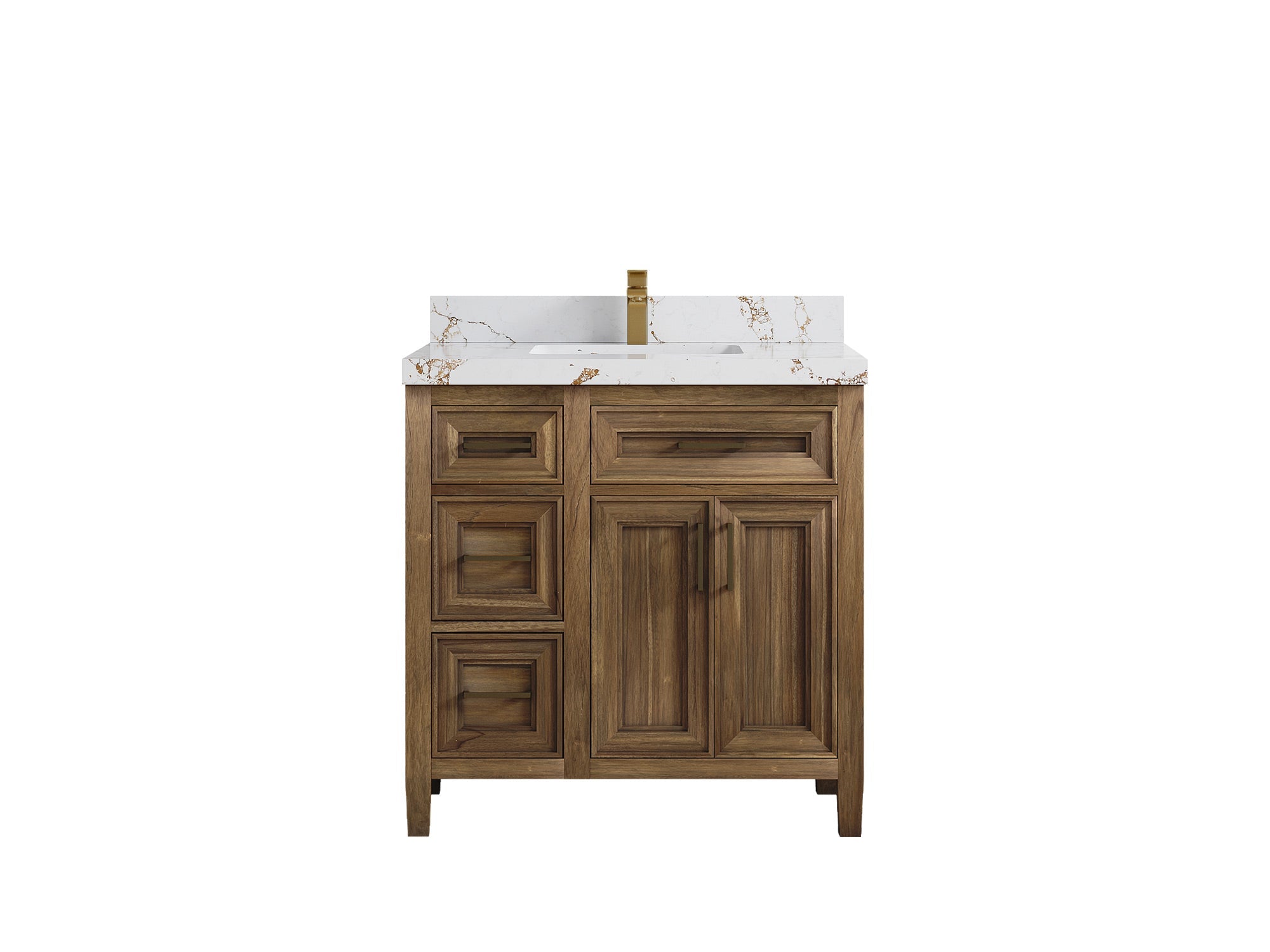 Santa Monica Teak Wood 36 in. W x 22 in. D Center Sink Bathroom Vanity - Willow Bath and Vanity