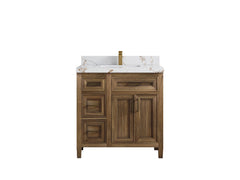 Santa Monica Teak Wood 36 in. W x 22 in. D Center Sink Bathroom Vanity - photo 13