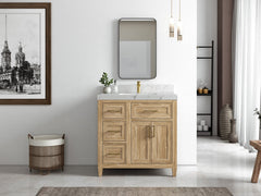Santa Monica Teak Wood 36 in. W x 22 in. D Center Sink Bathroom Vanity - photo 4