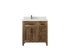 Santa Monica Teak Wood 36 in. W x 22 in. D Left Offset Sink Bathroom Vanity - photo 20