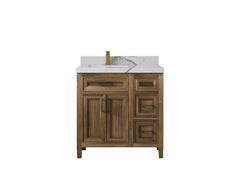 Santa Monica Teak Wood 36 in. W x 22 in. D Left Offset Sink Bathroom Vanity - photo 22