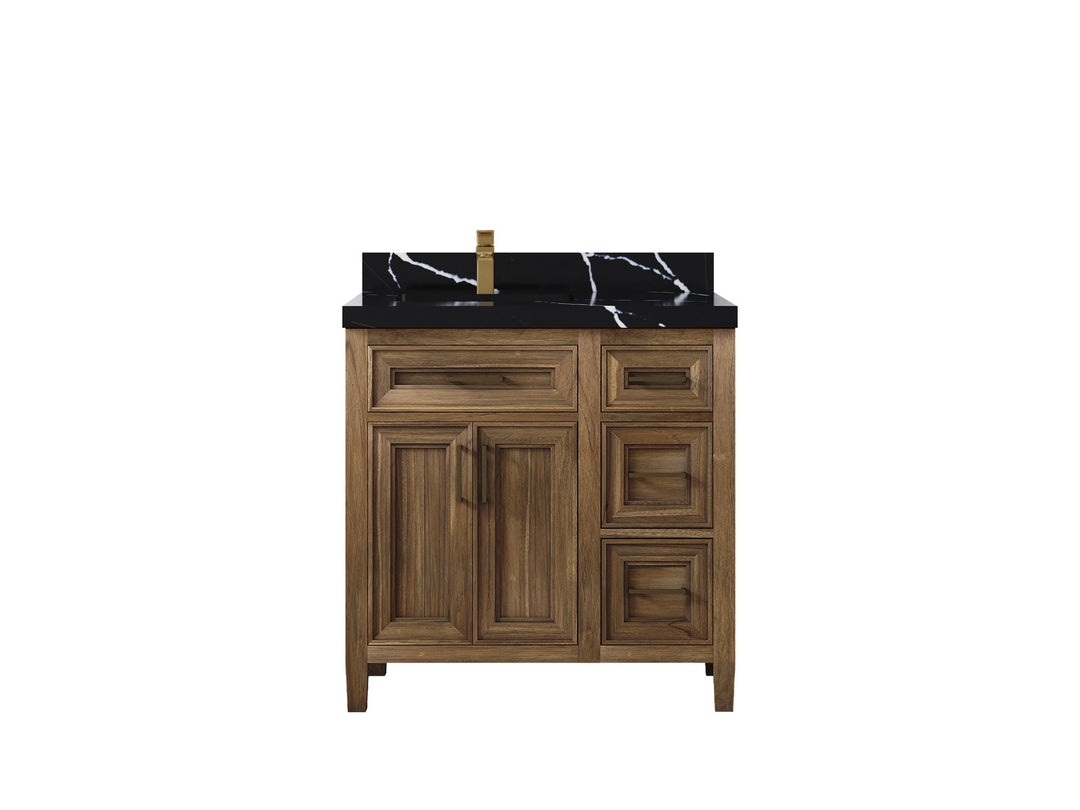 Santa Monica Teak Wood 36 in. W x 22 in. D Left Offset Sink Bathroom Vanity - Willow Bath and Vanity