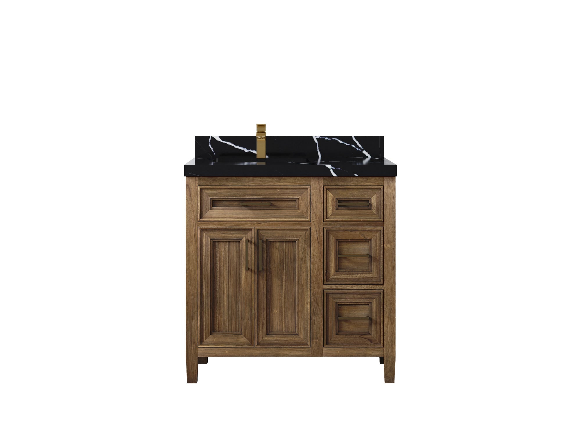 Santa Monica Teak Wood 36 in. W x 22 in. D Left Offset Sink Bathroom Vanity - Willow Bath and Vanity