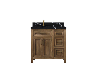 Santa Monica Teak Wood 36 in. W x 22 in. D Left Offset Sink Bathroom Vanity - Willow Bath and Vanity