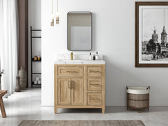 Santa Monica Teak Wood 36 in. W x 22 in. D Left Offset Sink Bathroom Vanity - photo 4
