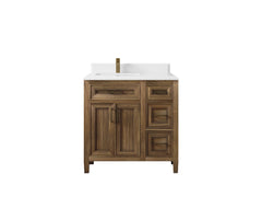 Santa Monica Teak Wood 36 in. W x 22 in. D Left Offset Sink Bathroom Vanity - photo 34