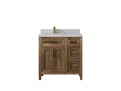 Santa Monica Teak Wood 36 in. W x 22 in. D Left Offset Sink Bathroom Vanity - photo 38