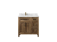 Santa Monica Teak Wood 36 in. W x 22 in. D Left Offset Sink Bathroom Vanity - photo 24