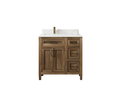 Santa Monica Teak Wood 36 in. W x 22 in. D Left Offset Sink Bathroom Vanity - photo 30