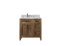 Santa Monica Teak Wood 36 in. W x 22 in. D Left Offset Sink Bathroom Vanity - photo 45
