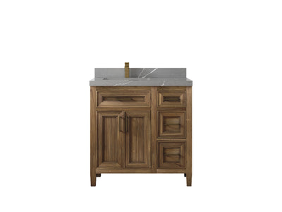Santa Monica Teak Wood 36 in. W x 22 in. D Left Offset Sink Bathroom Vanity - Willow Bath and Vanity
