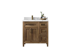 Santa Monica Teak Wood 36 in. W x 22 in. D Left Offset Sink Bathroom Vanity - photo 1